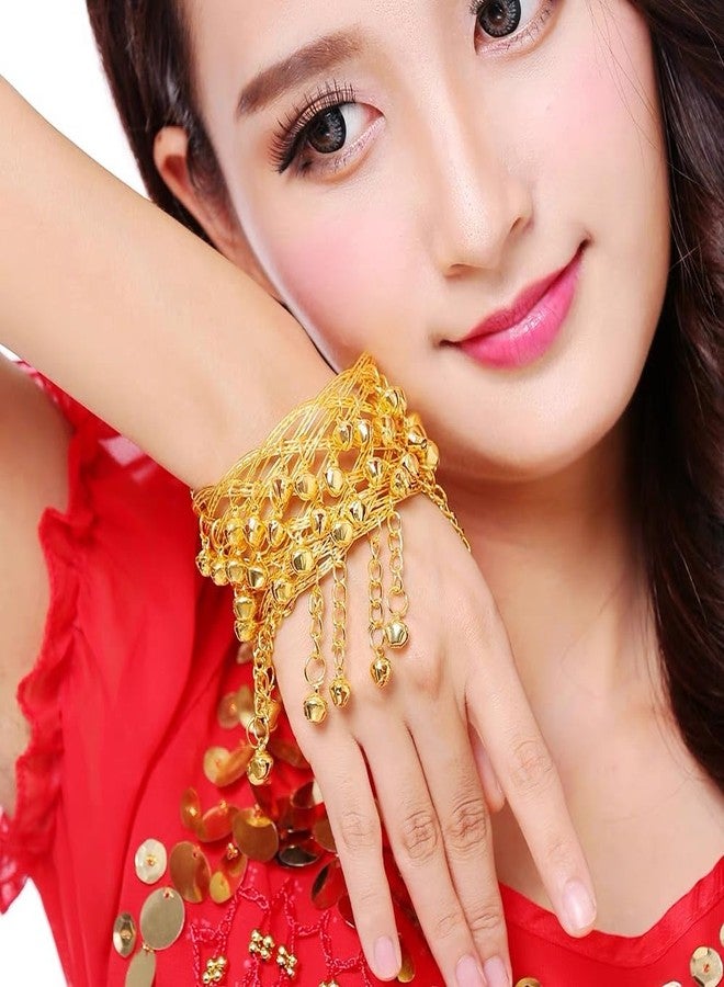 Cykdohy Boho Jingle Bell Tassel Chain Upper Arm Bracelet for Women Statement Bohemian Gold Multilayer Jingling Charm Open Cuff Bangle Bracelets Wide Band Armlet Armband Summer Beach Belly Dance Accessories - Image 3
